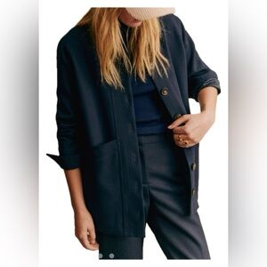 Sezane size M Stylish Navy Button-Up Coat, excellent condition
